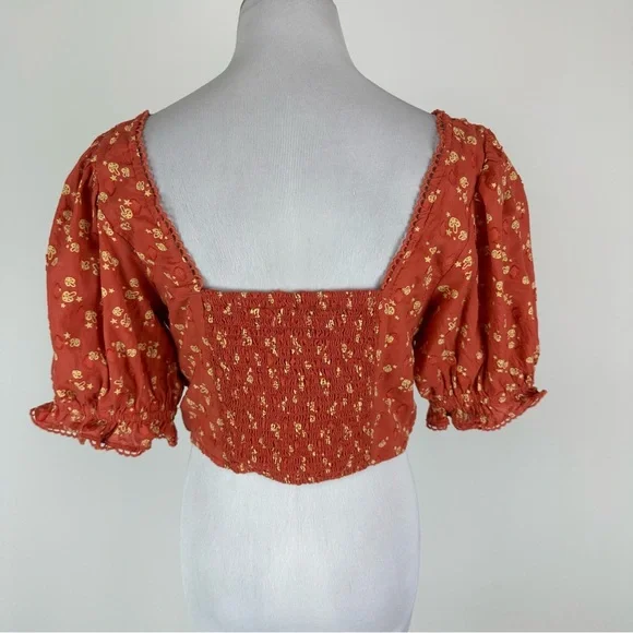 Urban Outfitters Daniella Corset Cropped Top Mushroom Print Size Medium - Picture 6 of 7